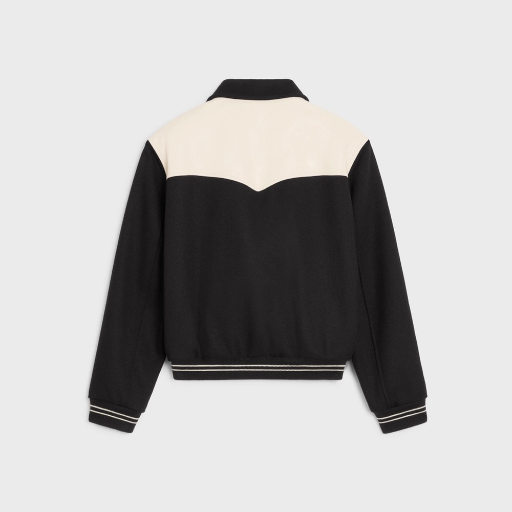 Celine x Hedi Slimane Black Western Teddy Varsity Jacket US L / EUR 54 - Picture 2 of 10